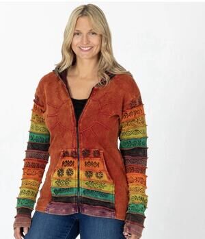 Greater Good Network Sunshine Daydream Rainbow Boho Hippie Zip Up Hoodie 1X